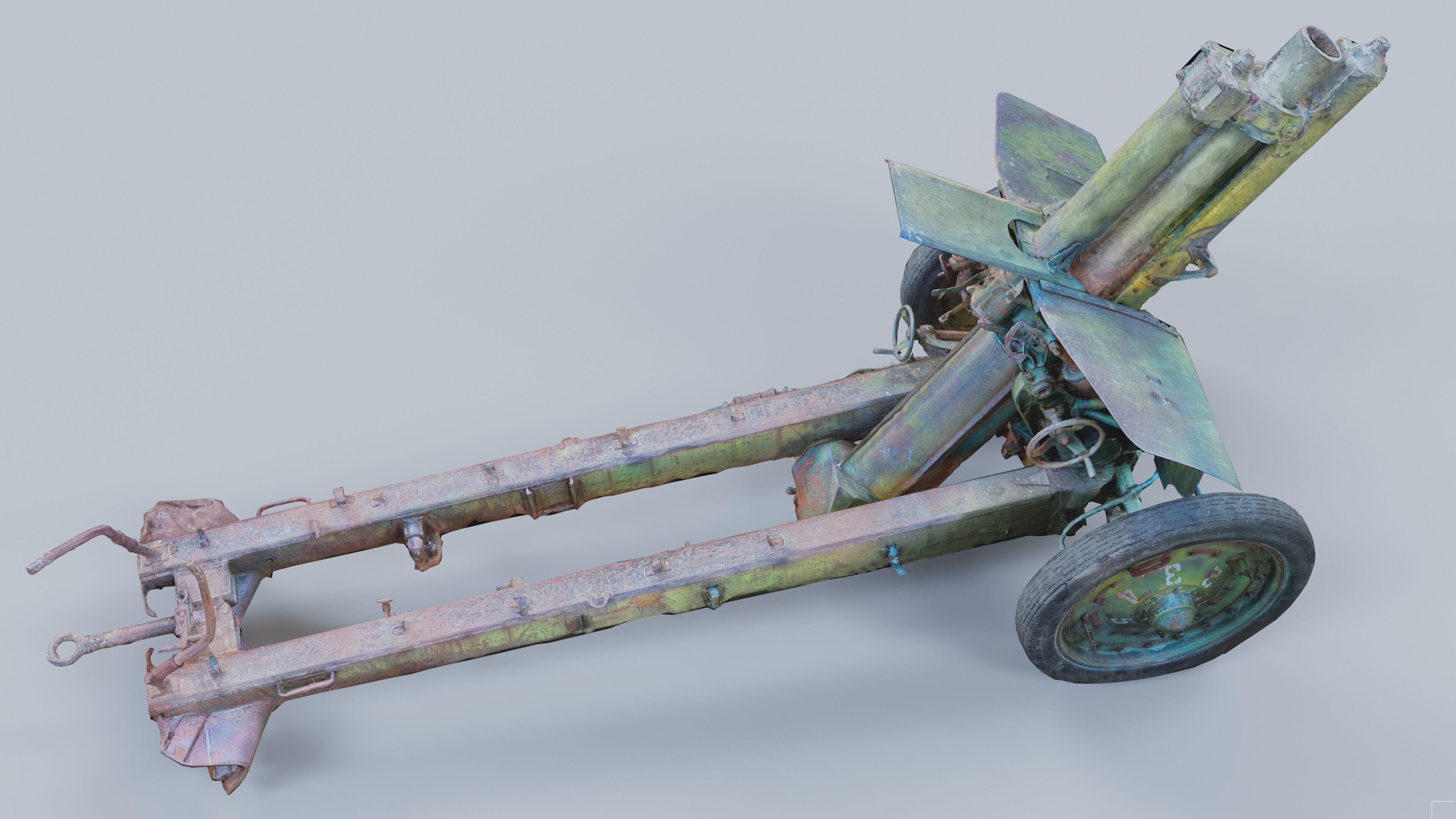 Photogrammetry Anti-aircraft Low-poly 3D model_3