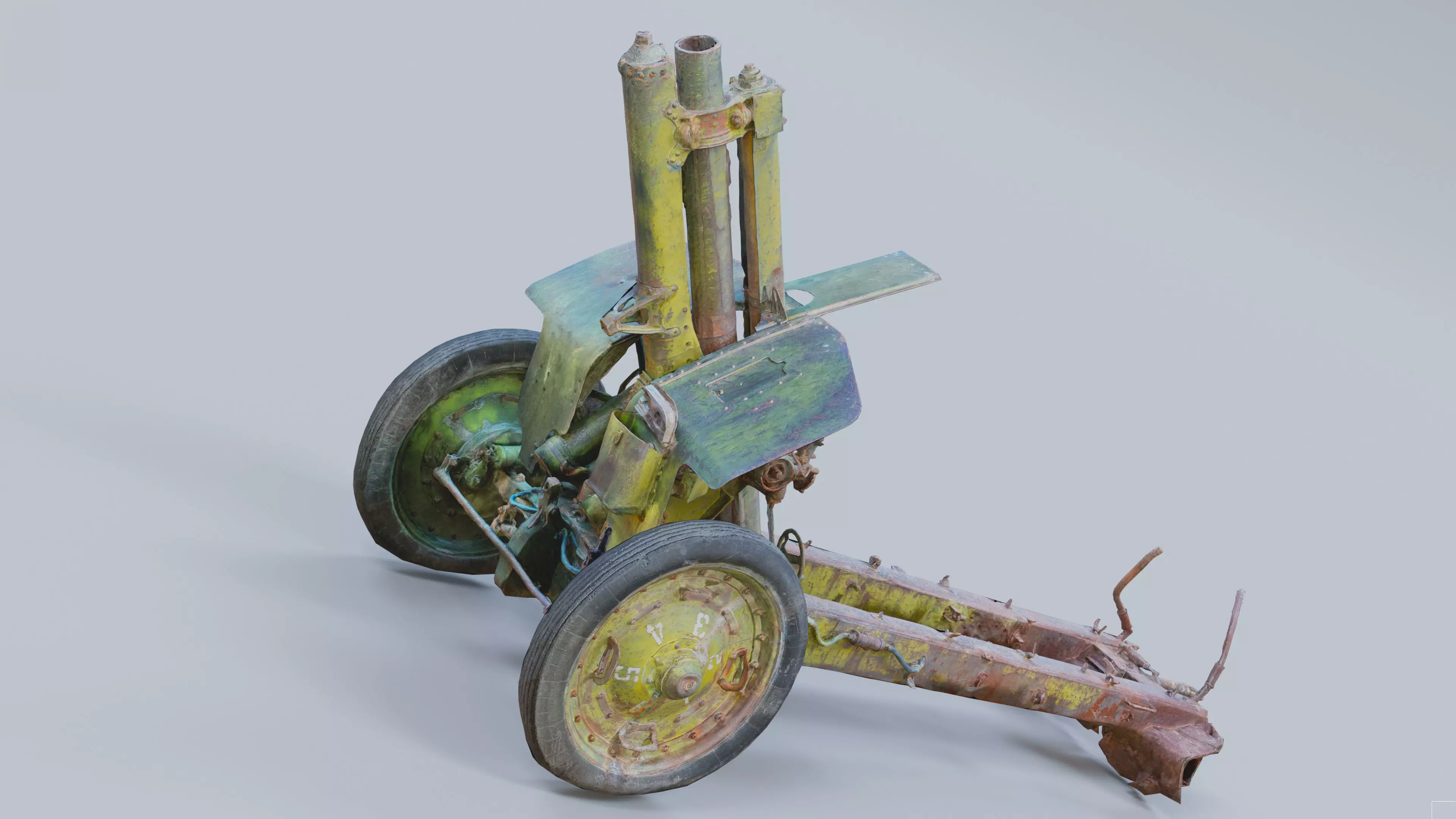 Photogrammetry Anti-aircraft Low-poly 3D model_0