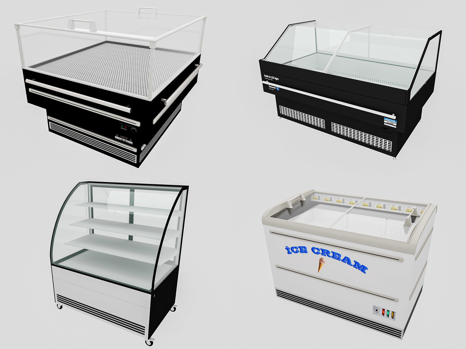  Supermarket Freezer Refrigirator pack 3D Model Collection_1