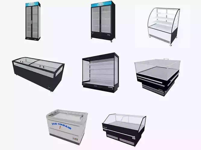  Supermarket Freezer Refrigirator pack 3D Model Collection