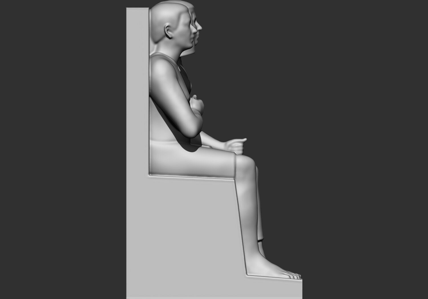 Pharaoh Rahotep and Nofret Statue 3d printable model lowpoly 3D print model_5