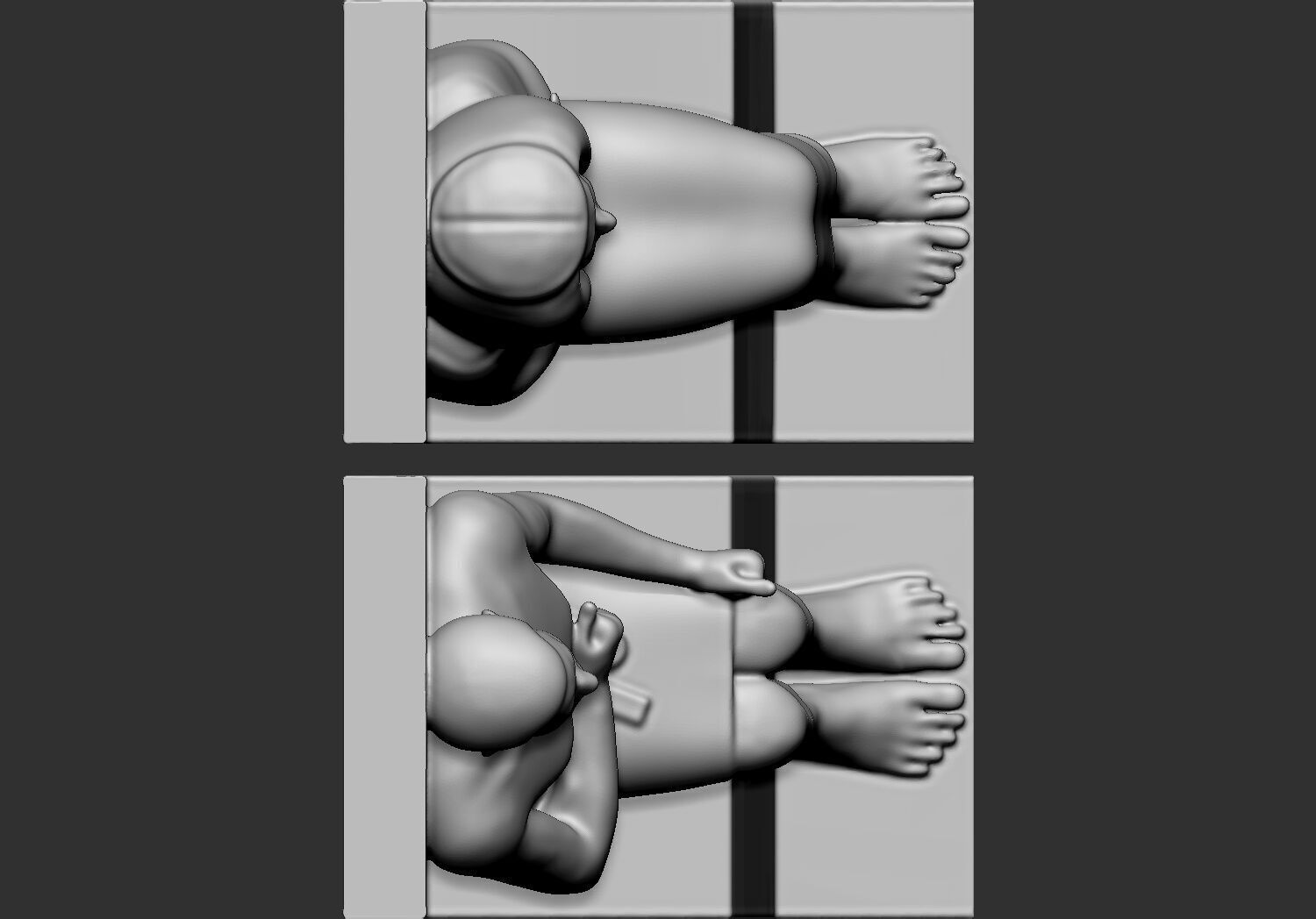 Pharaoh Rahotep and Nofret Statue 3d printable model lowpoly 3D print model_2