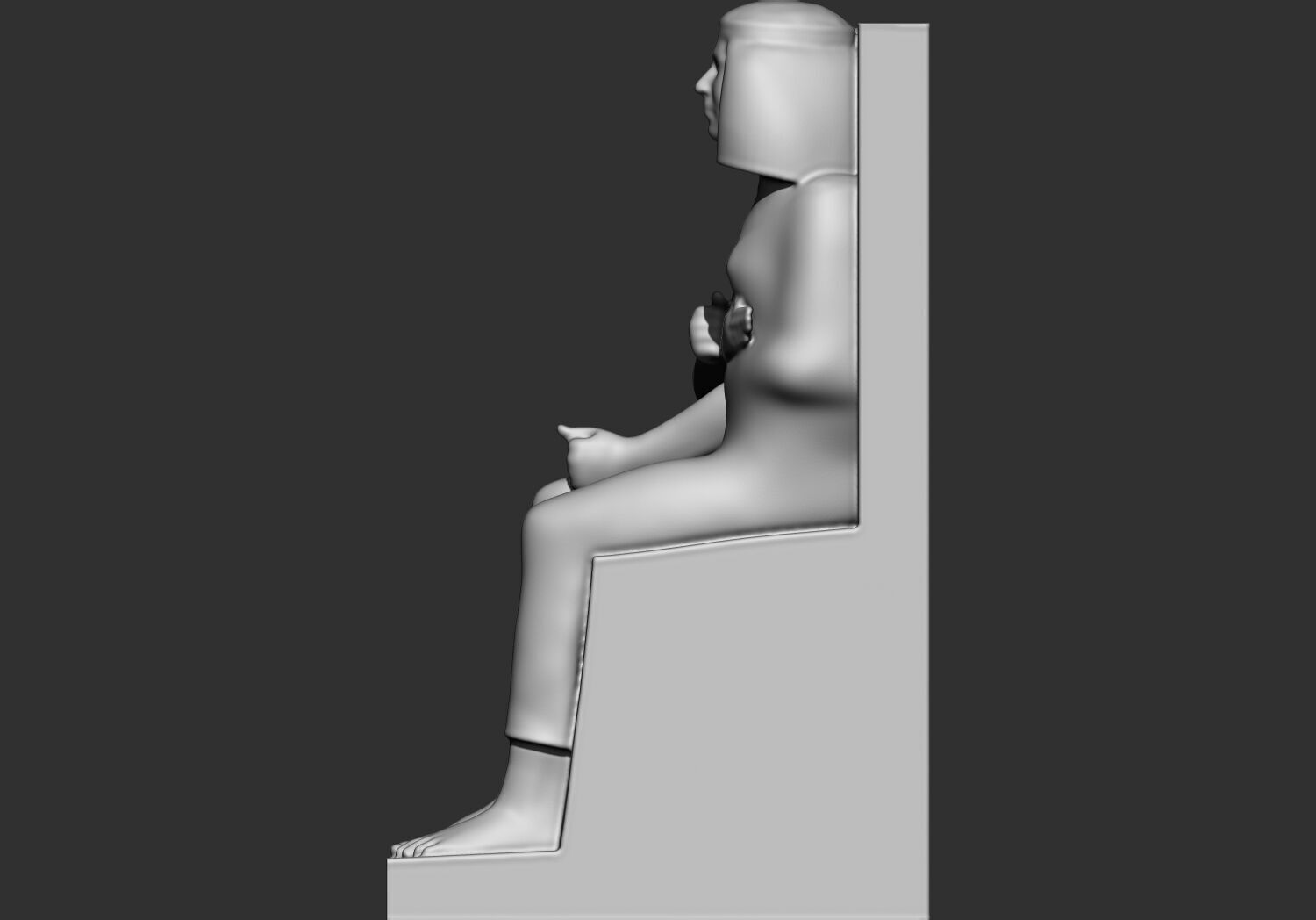 Pharaoh Rahotep and Nofret Statue 3d printable model lowpoly 3D print model_6