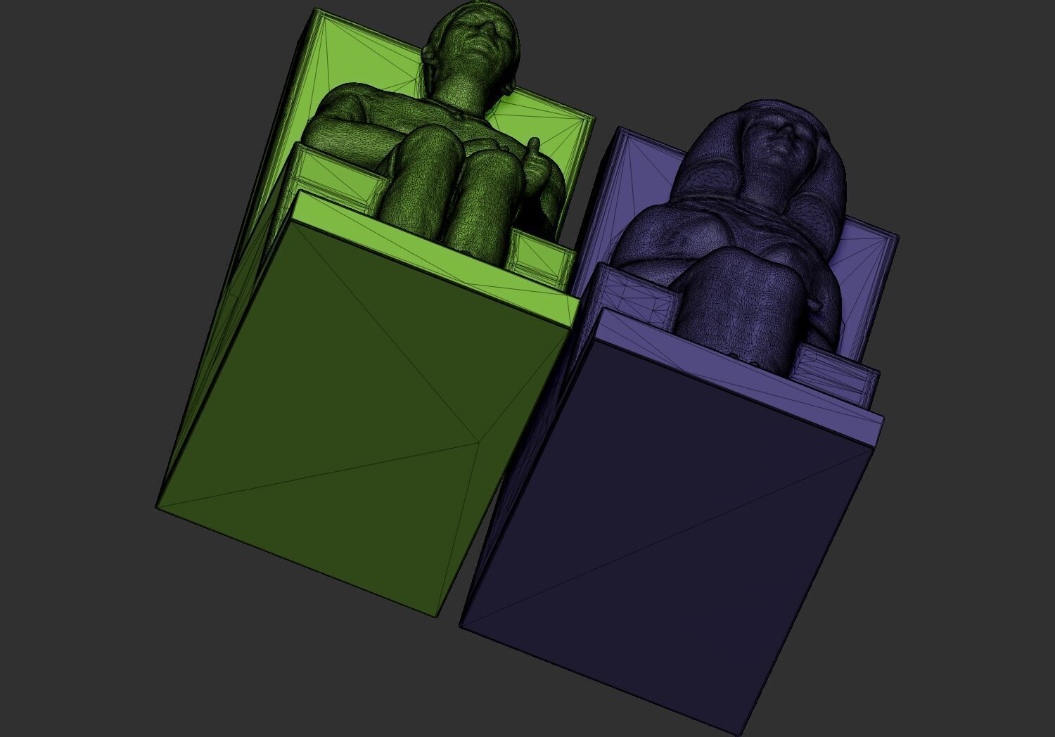 Pharaoh Rahotep and Nofret Statue 3d printable model lowpoly 3D print model_8