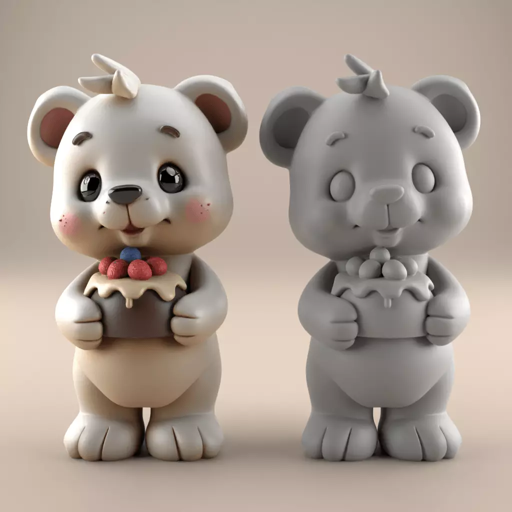Adorable 3D Bear Cake Figure for Cute Desk Decor 3D print model_0