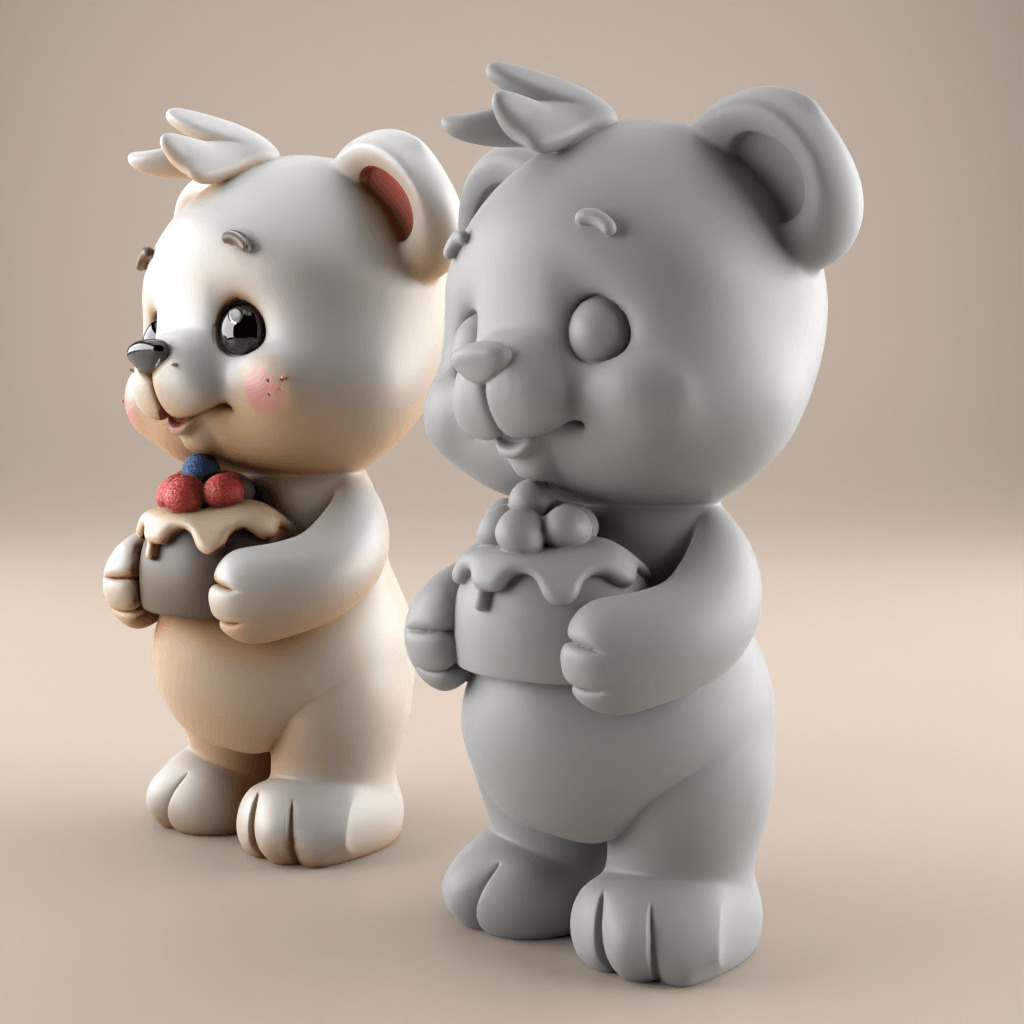 Adorable 3D Bear Cake Figure for Cute Desk Decor 3D print model_1