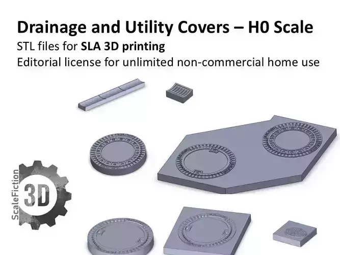 H0 Scale - Urban Drainage and Utility Covers Set 3D print model
