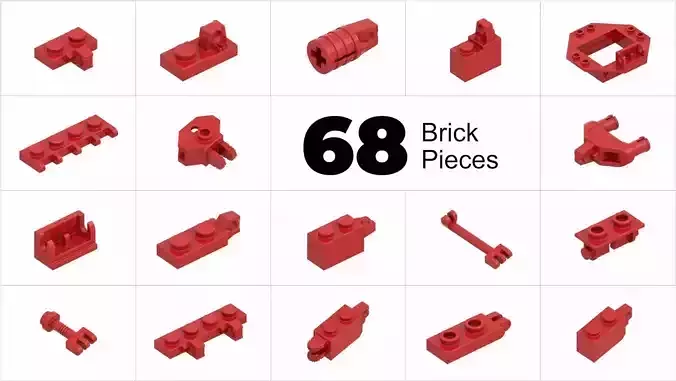 TwindBricks3D - 68 Piece Hinge Part Collection - Part 1