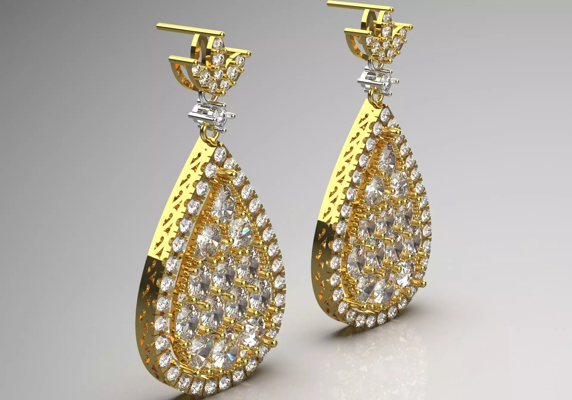 luxury jewelry STL 3D earring je0011 3D print model