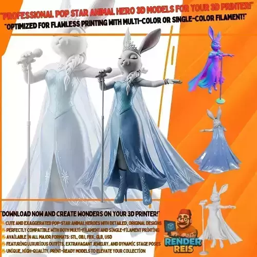 Ice Princess Bunny Diva of the Winter Wonderland 3D Print Model