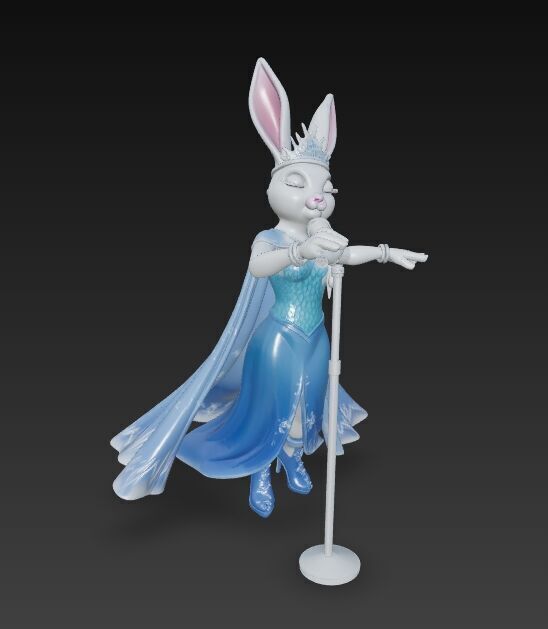 Ice Princess Bunny Diva of the Winter Wonderland 3D Print Model 3D model_4