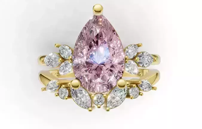 Elegant Pear Cut Pink Sapphire Diamond Ring