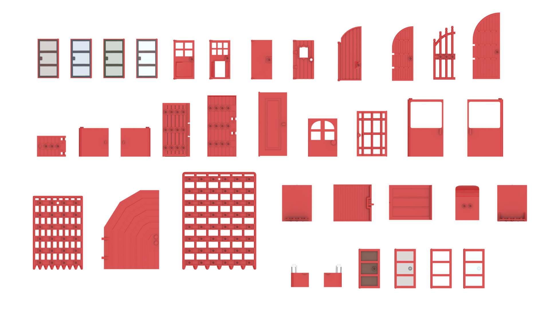 TwindBricks3D - 36 Piece Door Part Collection - Part 2 3D print model_1