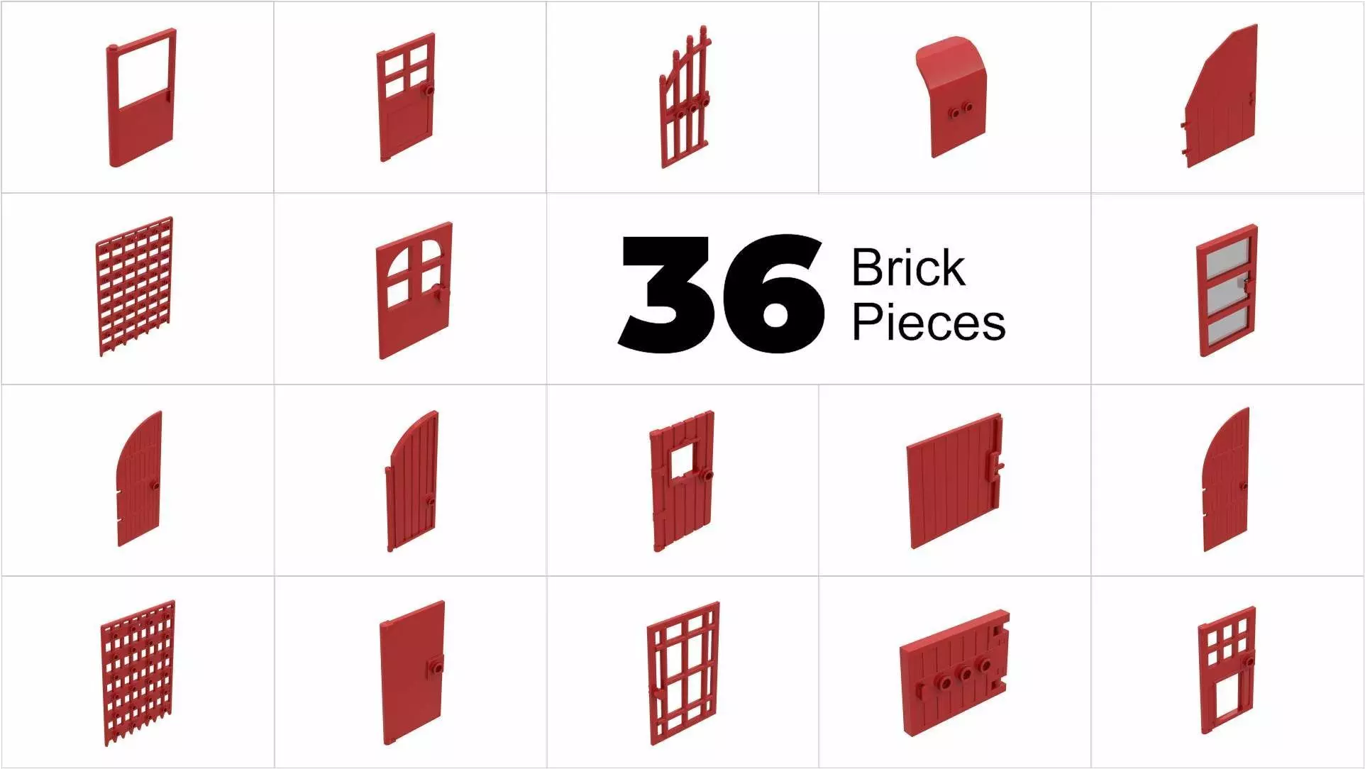 TwindBricks3D - 36 Piece Door Part Collection - Part 2 3D print model_0