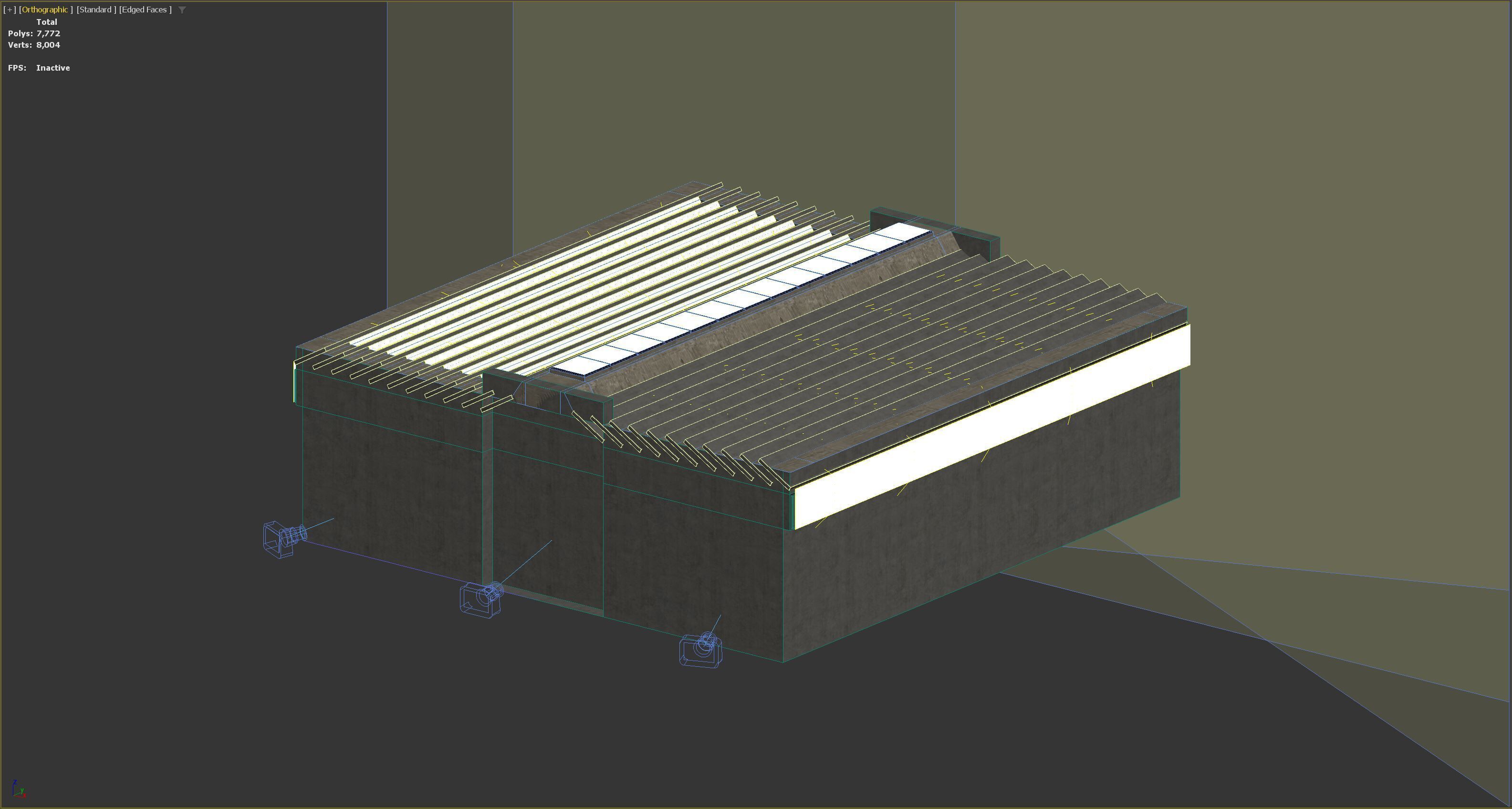 Low poly interior hangar 02 Low-poly 3D model_6