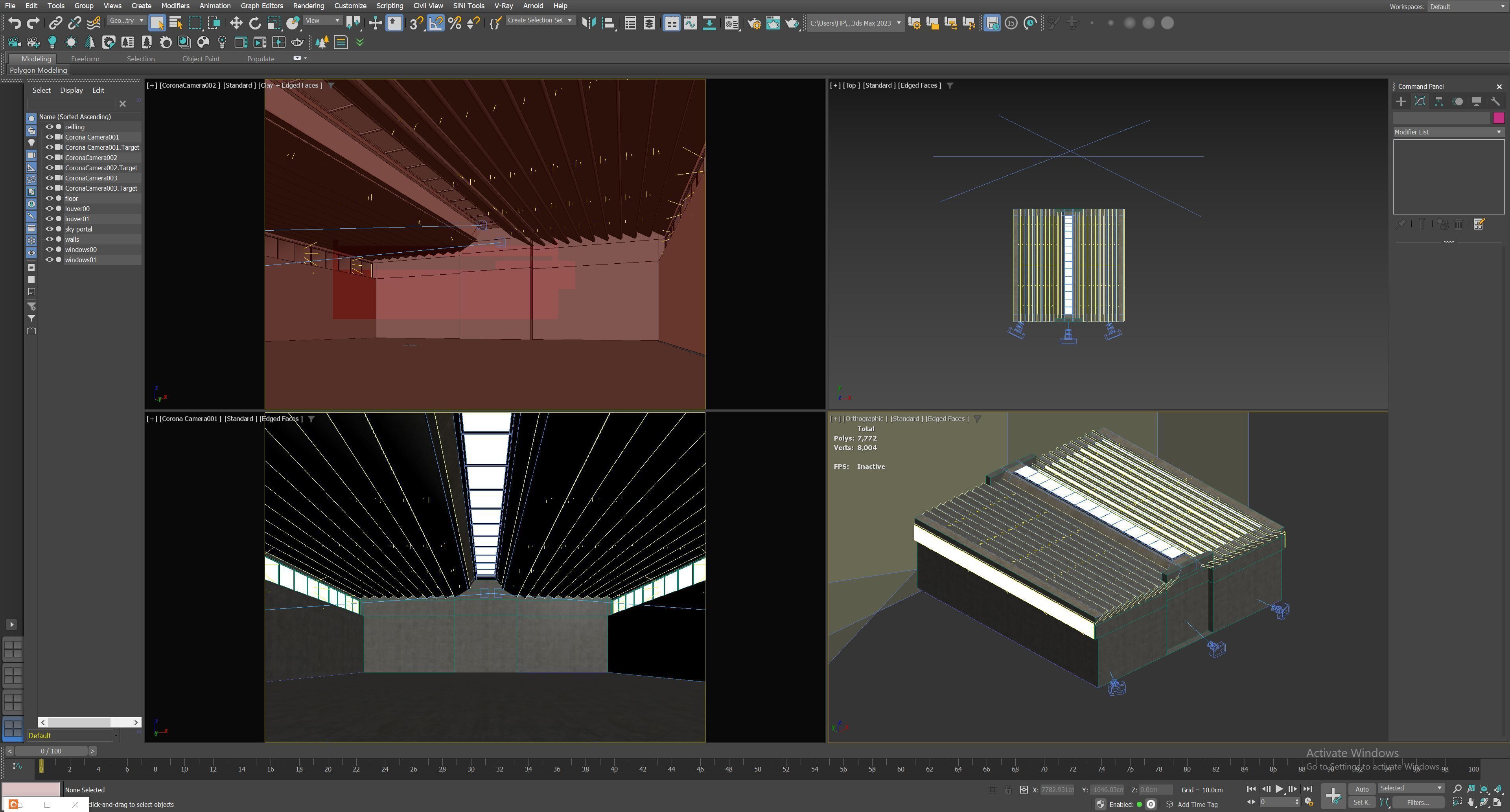 Low poly interior hangar 02 Low-poly 3D model_3