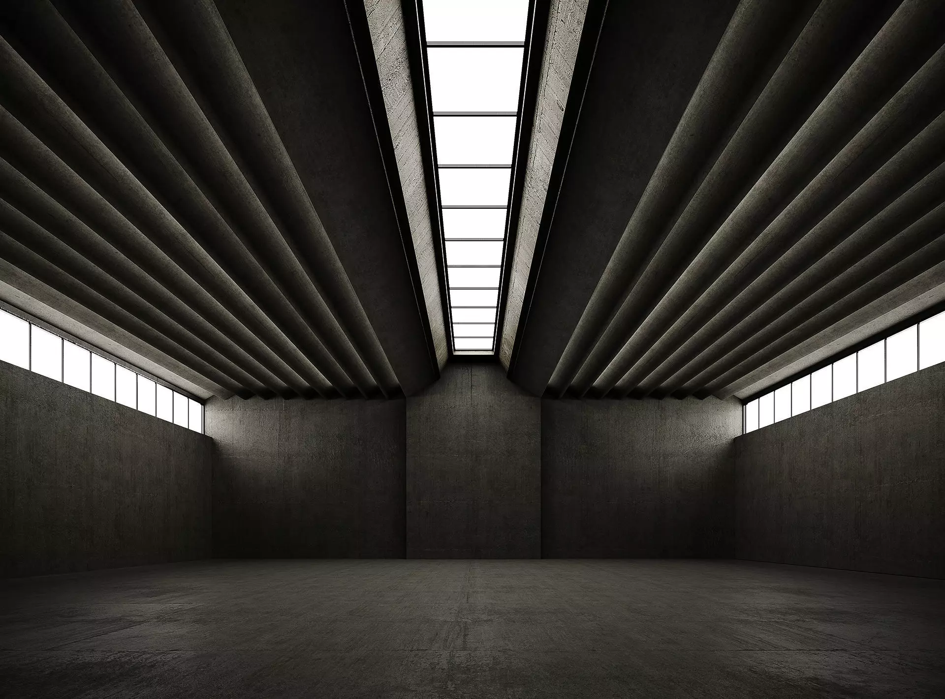 Low poly interior hangar 02 Low-poly 3D model_0