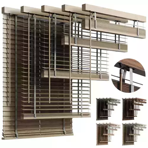 Wooden Blinds - Venetian blinds set 001 120 cm Low-poly 3D model