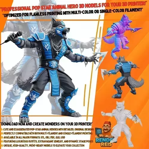 Sub Zero Wolf Ninja Ice Powered Rapper 3D Print Model 3D model