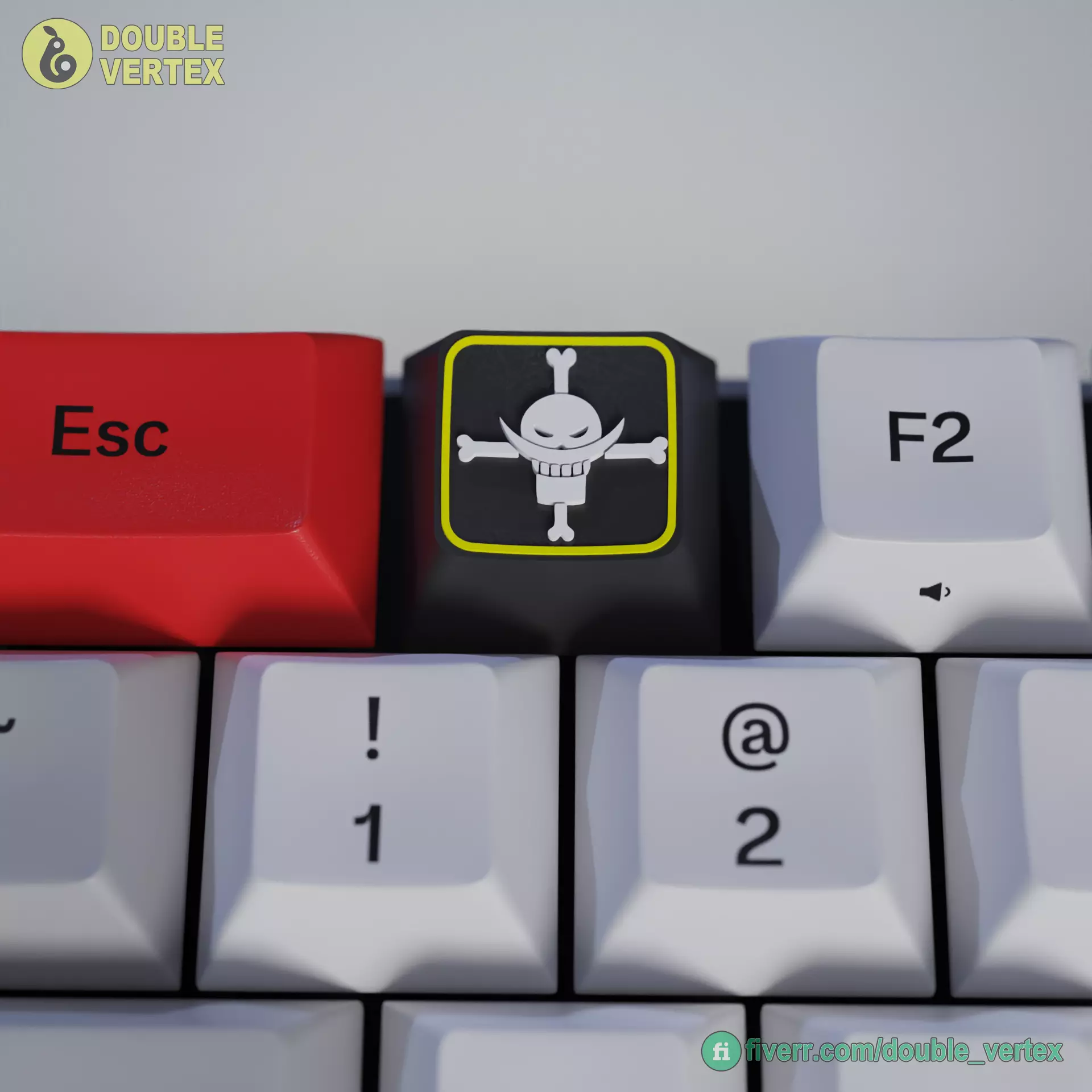 White Beard Pirate Logo Keycap - XDA or DSA Compatible 3D print model_0