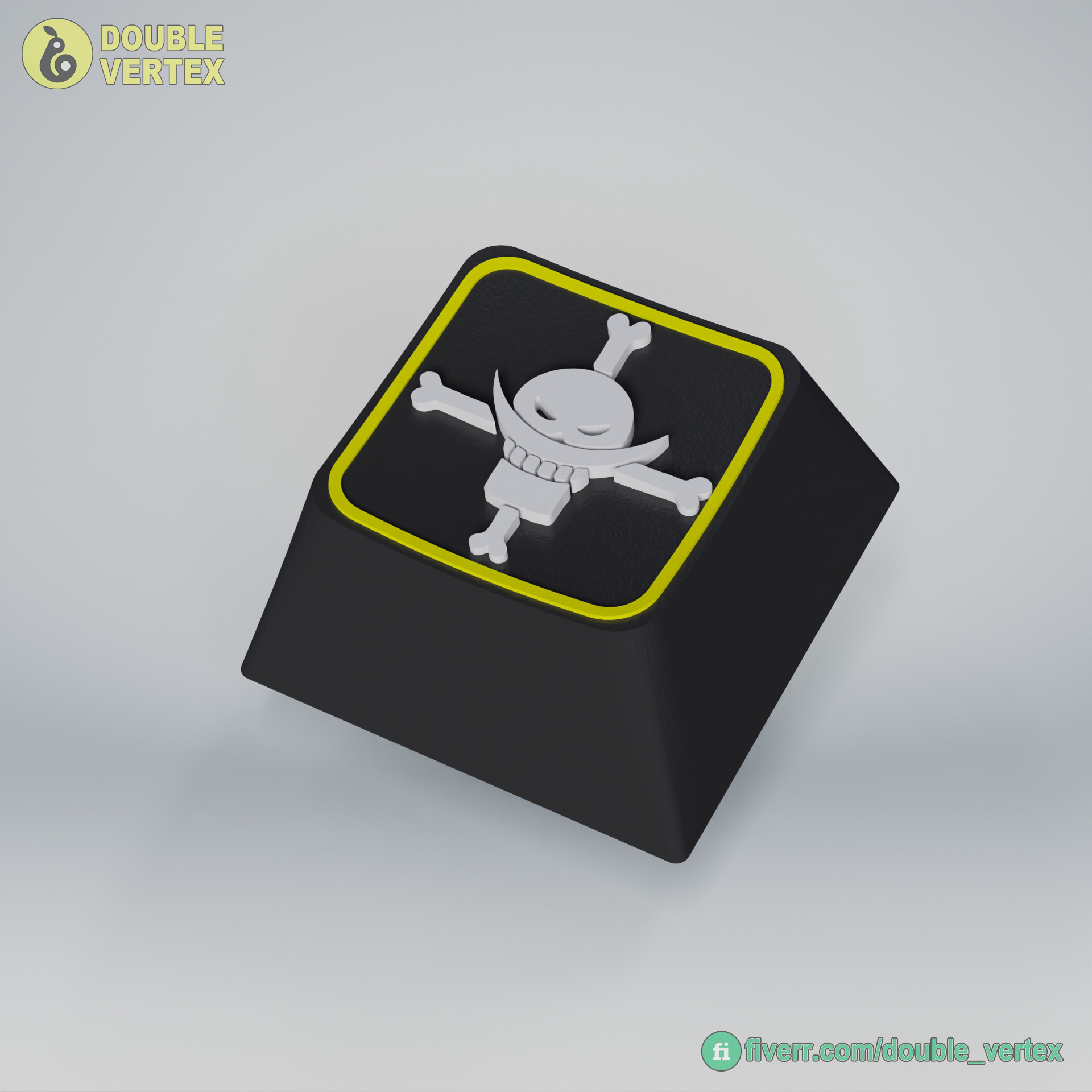 White Beard Pirate Logo Keycap - XDA or DSA Compatible 3D print model_9