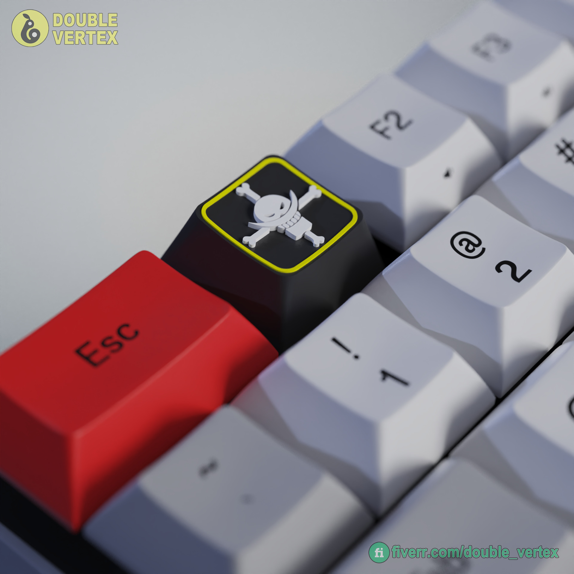 White Beard Pirate Logo Keycap - XDA or DSA Compatible 3D print model_1