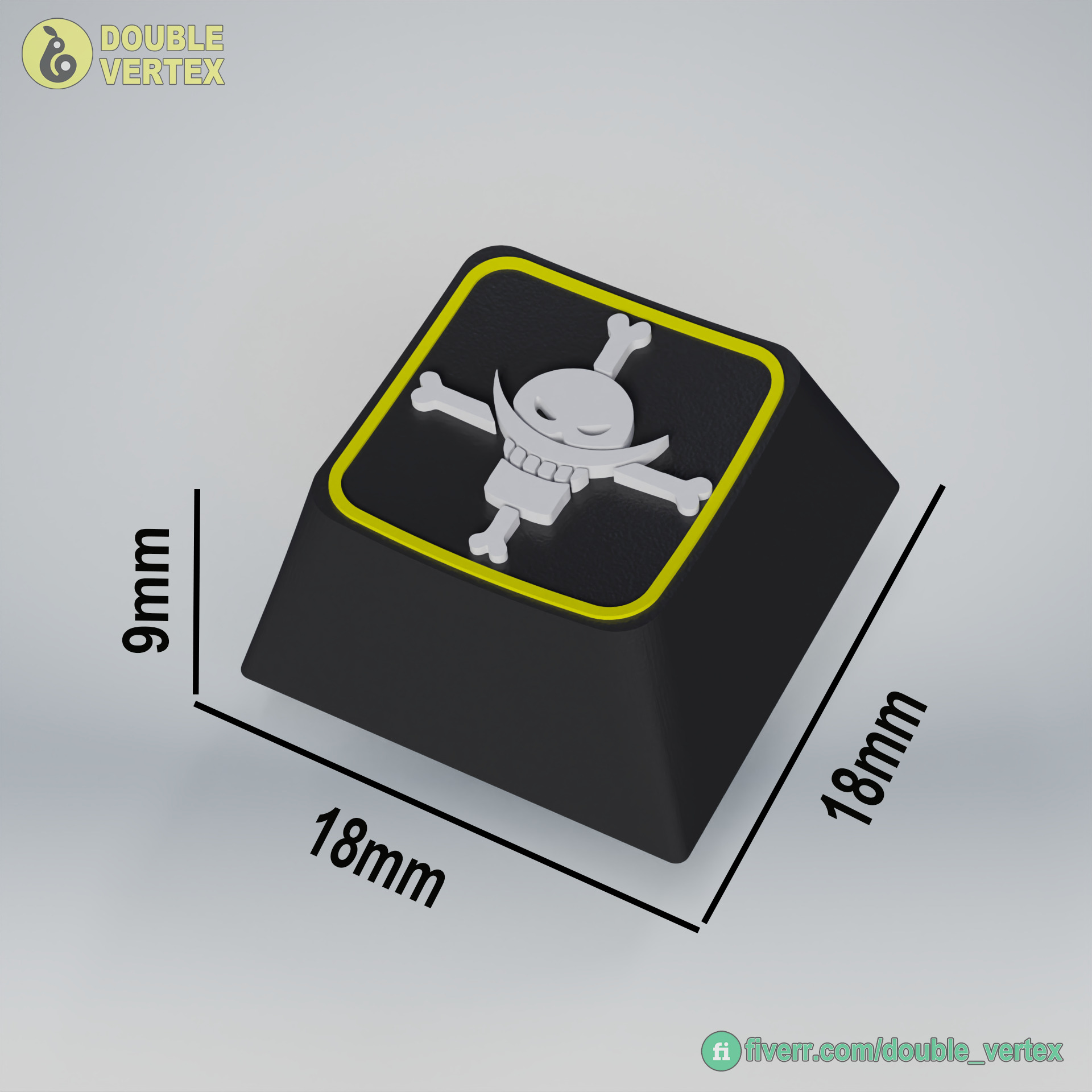 White Beard Pirate Logo Keycap - XDA or DSA Compatible 3D print model_8