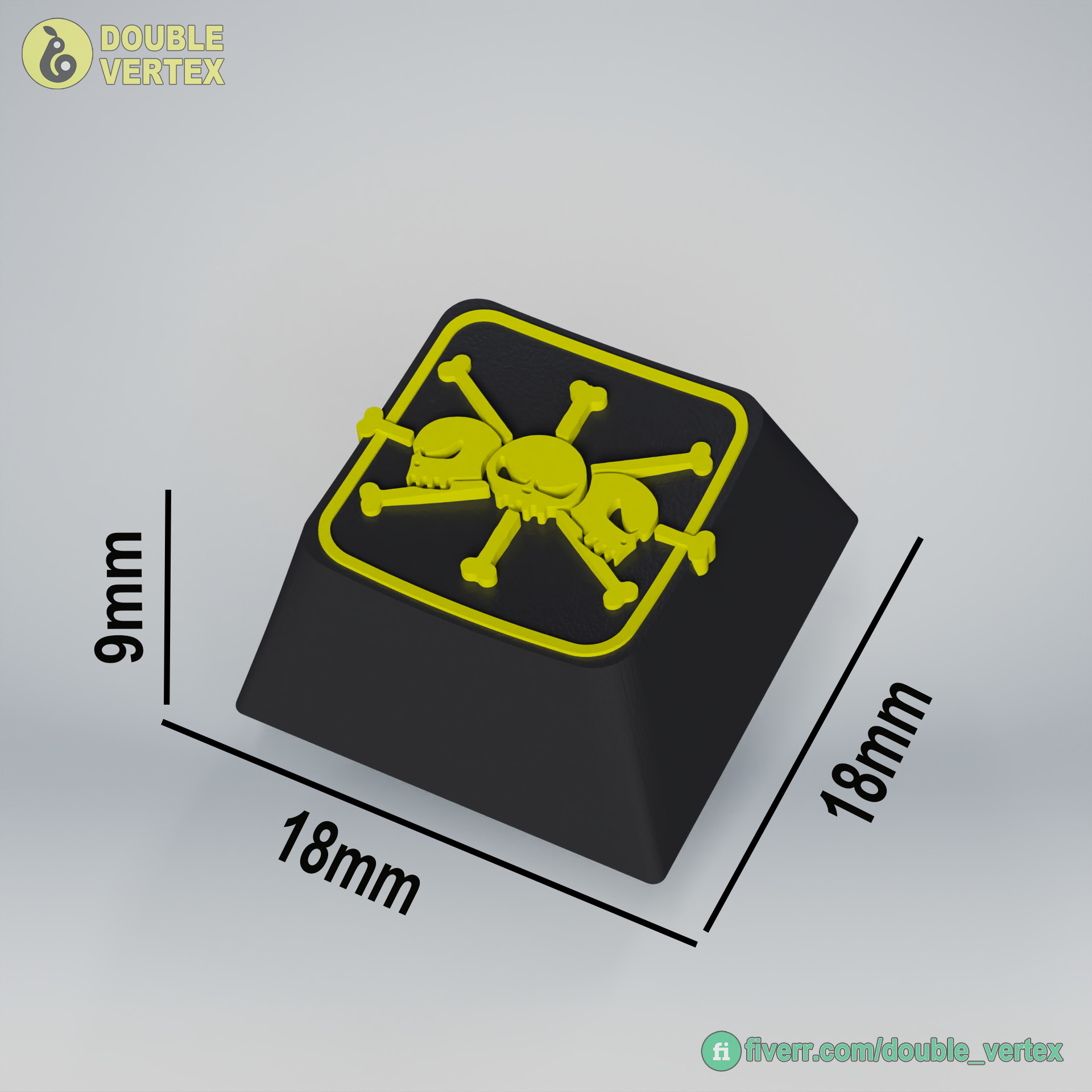 Black Beard Pirate Logo Keycap - XDA or DSA Compatible 3D print model_7