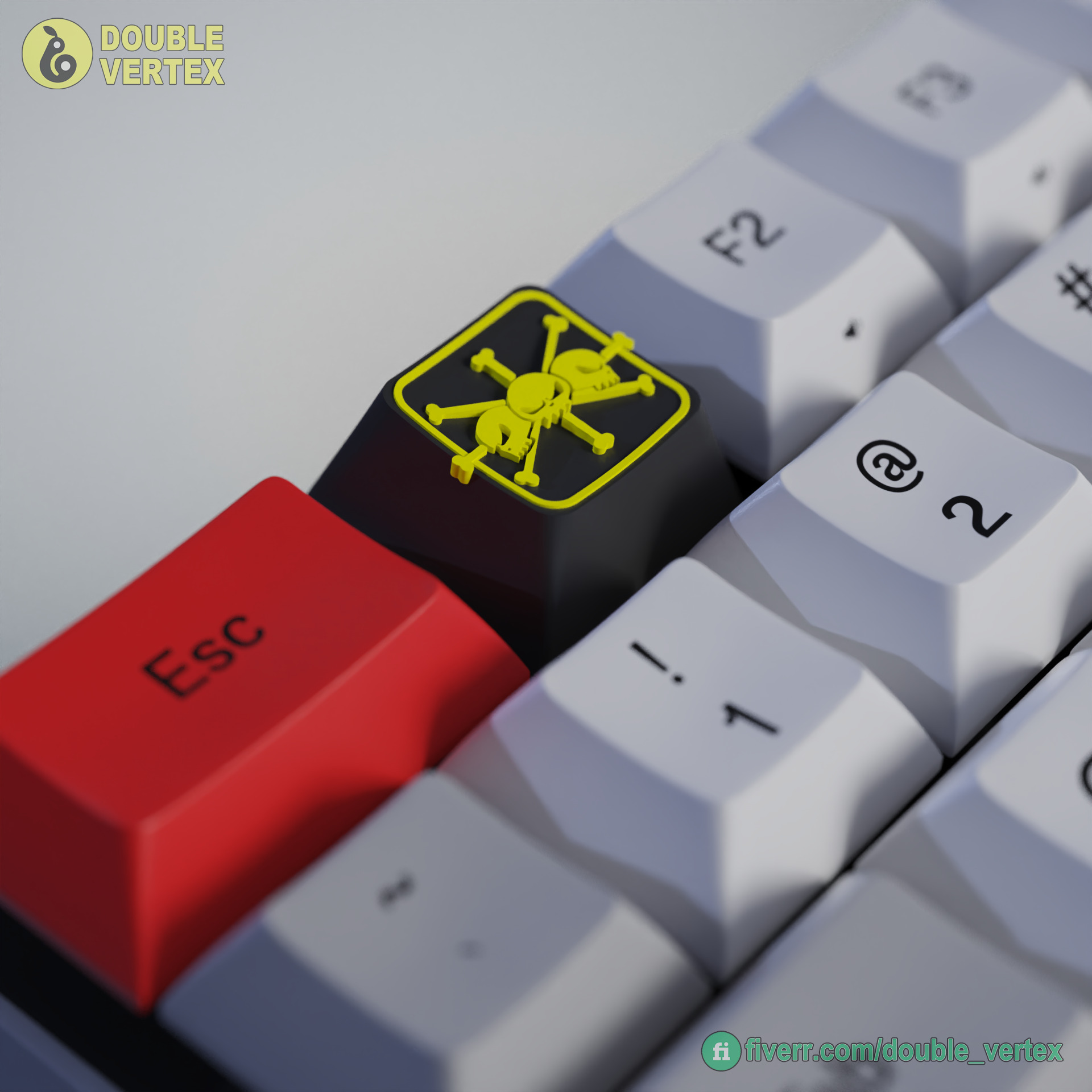 Black Beard Pirate Logo Keycap - XDA or DSA Compatible 3D print model_1