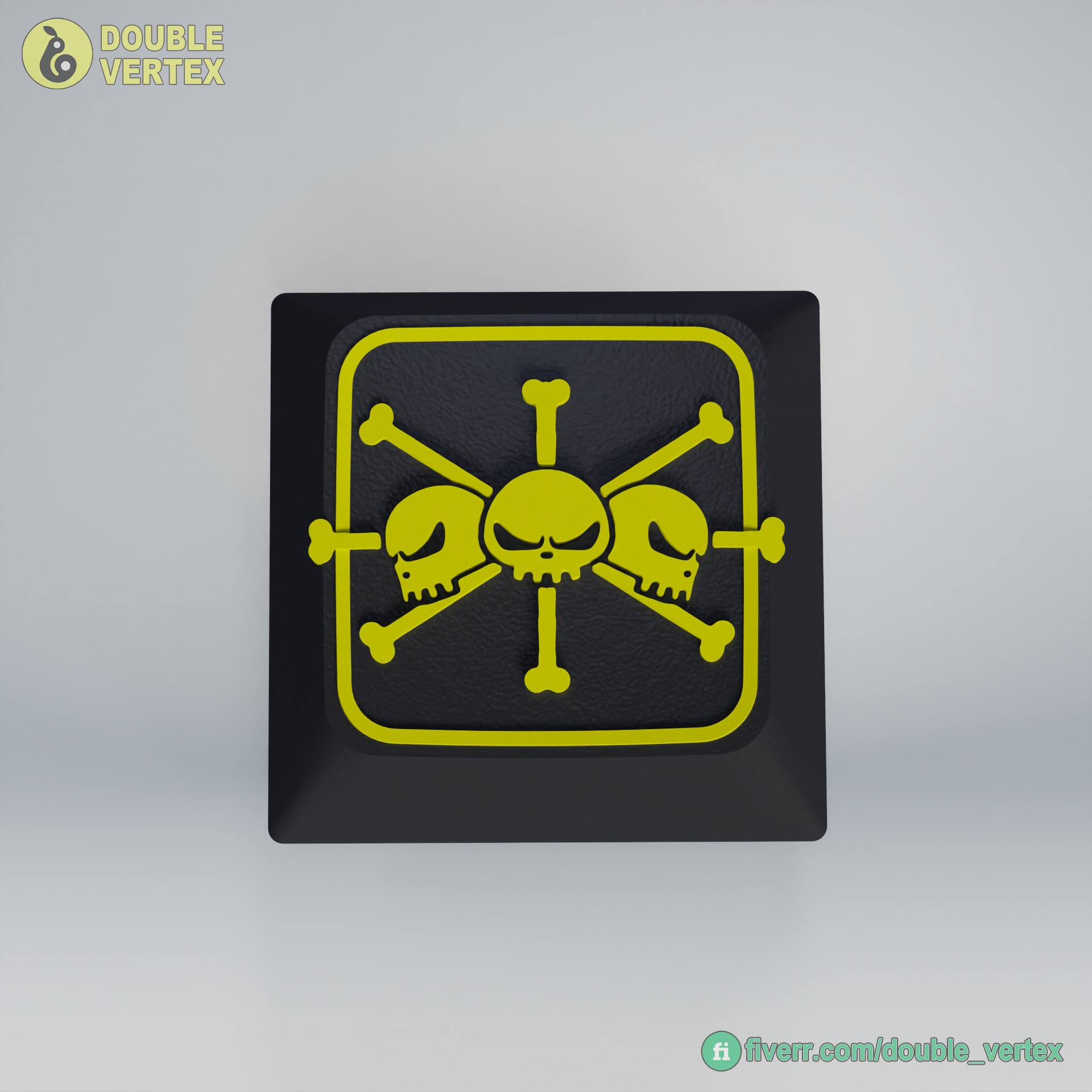 Black Beard Pirate Logo Keycap - XDA or DSA Compatible 3D print model_3
