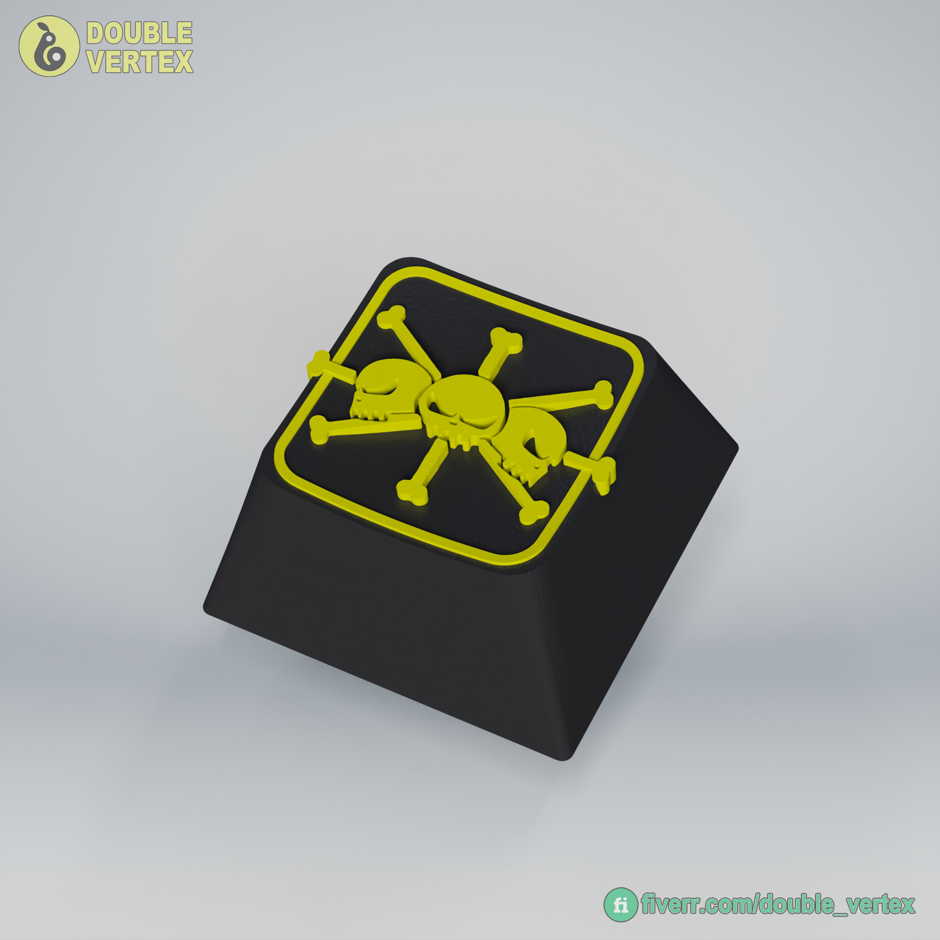 Black Beard Pirate Logo Keycap - XDA or DSA Compatible 3D print model_9