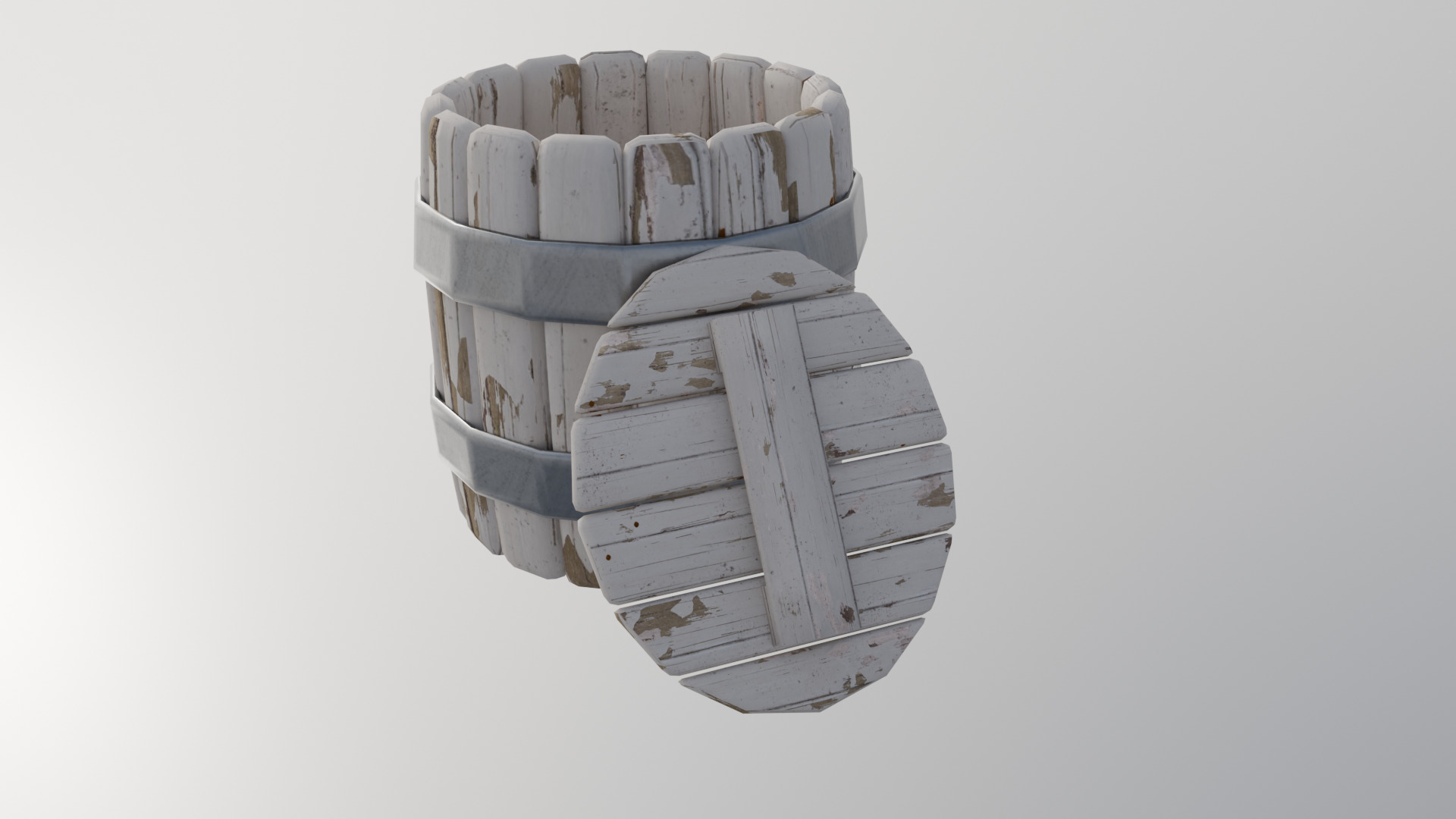 Stylized Low Poly Barrel Pack - Game Ready - 4 Unique Props Low-poly 3D model_7