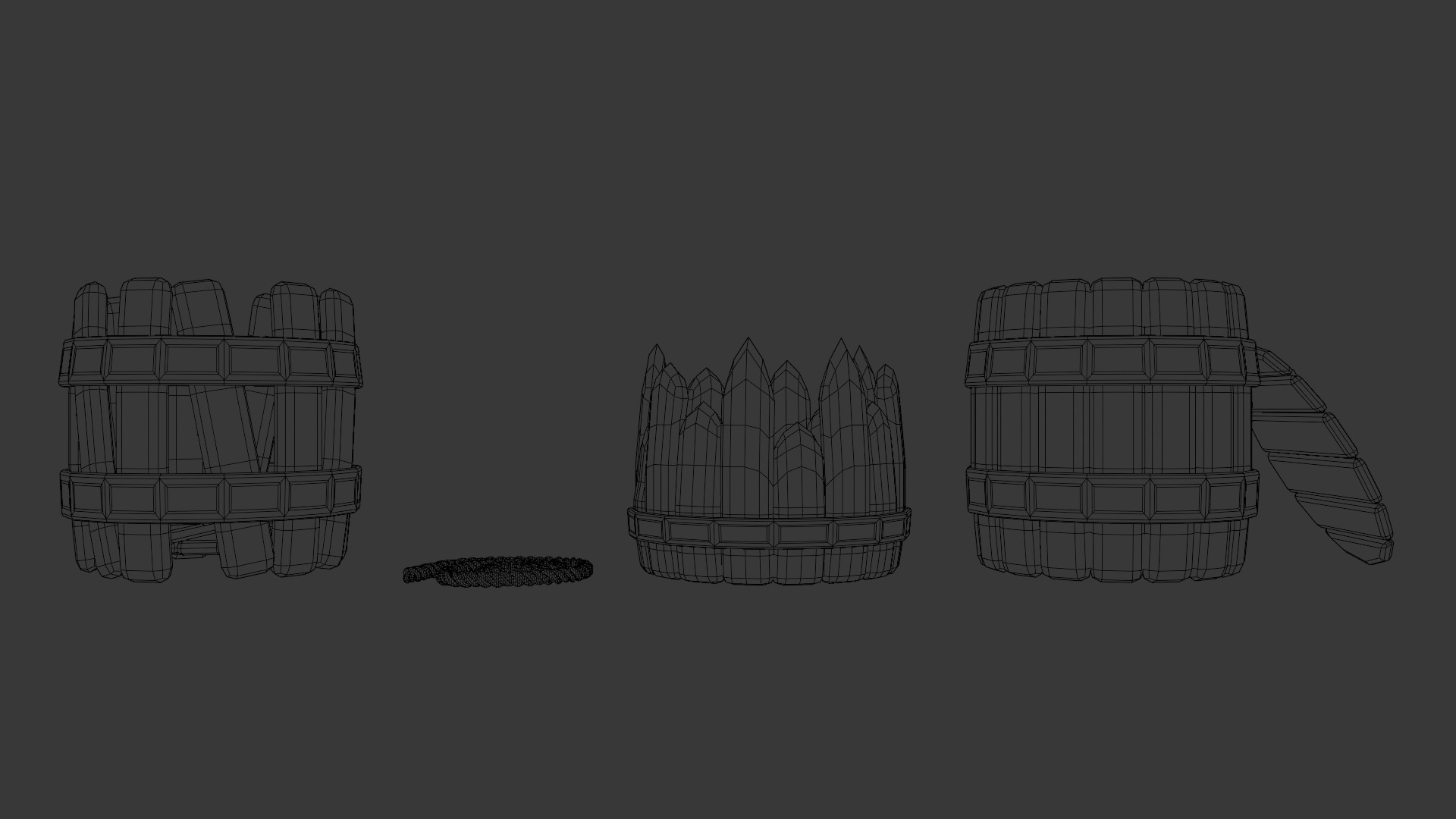 Stylized Low Poly Barrel Pack - Game Ready - 4 Unique Props Low-poly 3D model_10