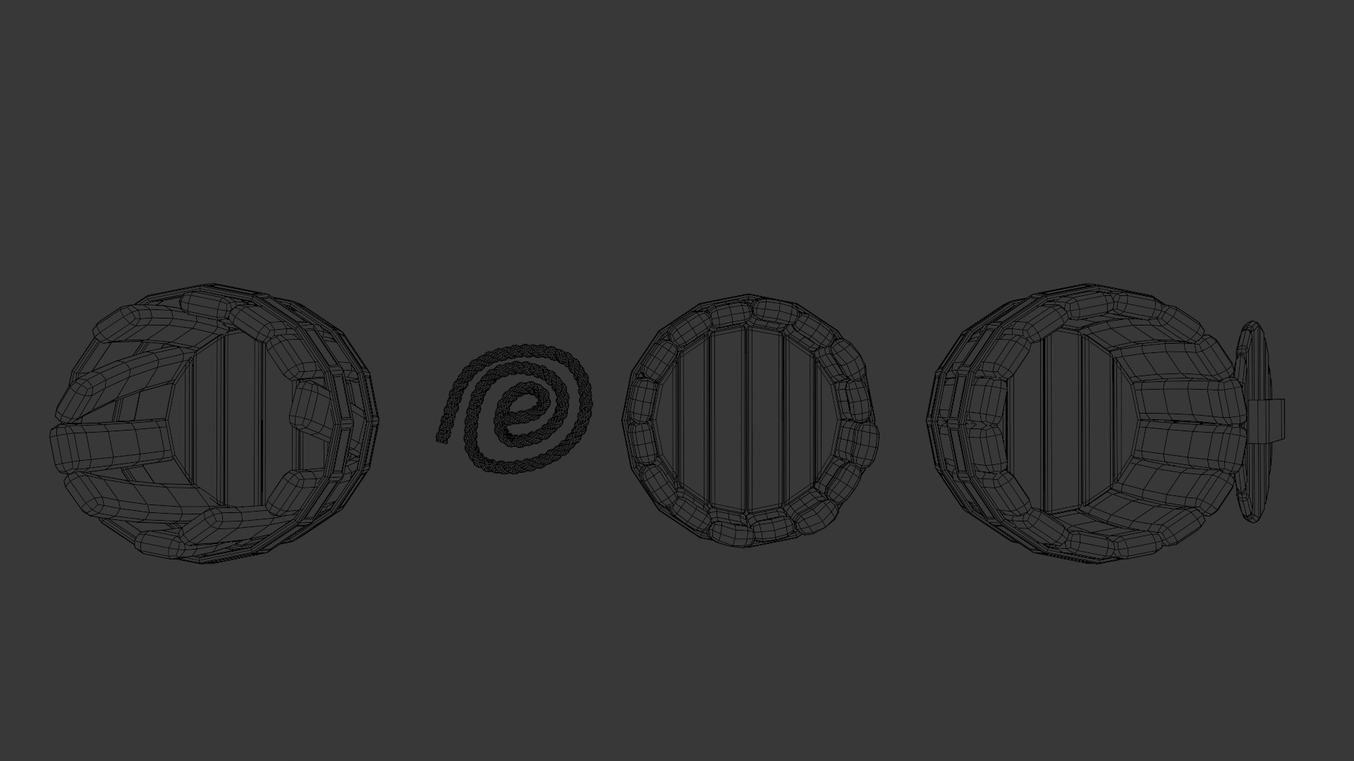 Stylized Low Poly Barrel Pack - Game Ready - 4 Unique Props Low-poly 3D model_8