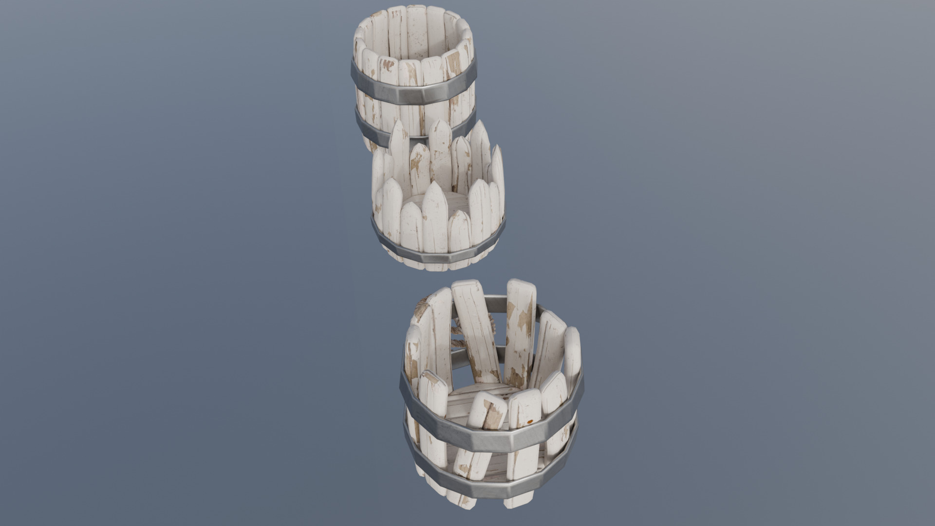 Stylized Low Poly Barrel Pack - Game Ready - 4 Unique Props Low-poly 3D model_2