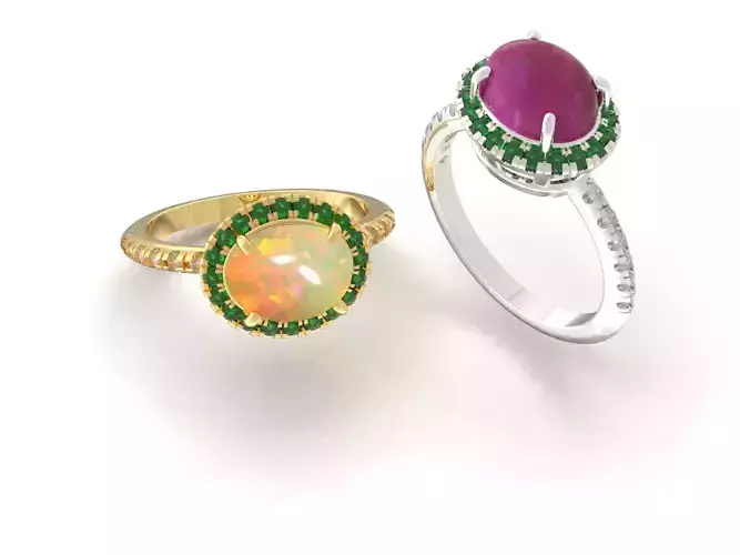 Ruby ring Solitaire ring model jewelry 3D print model  3D print model