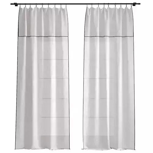 Linen curtains with black edge 3D model