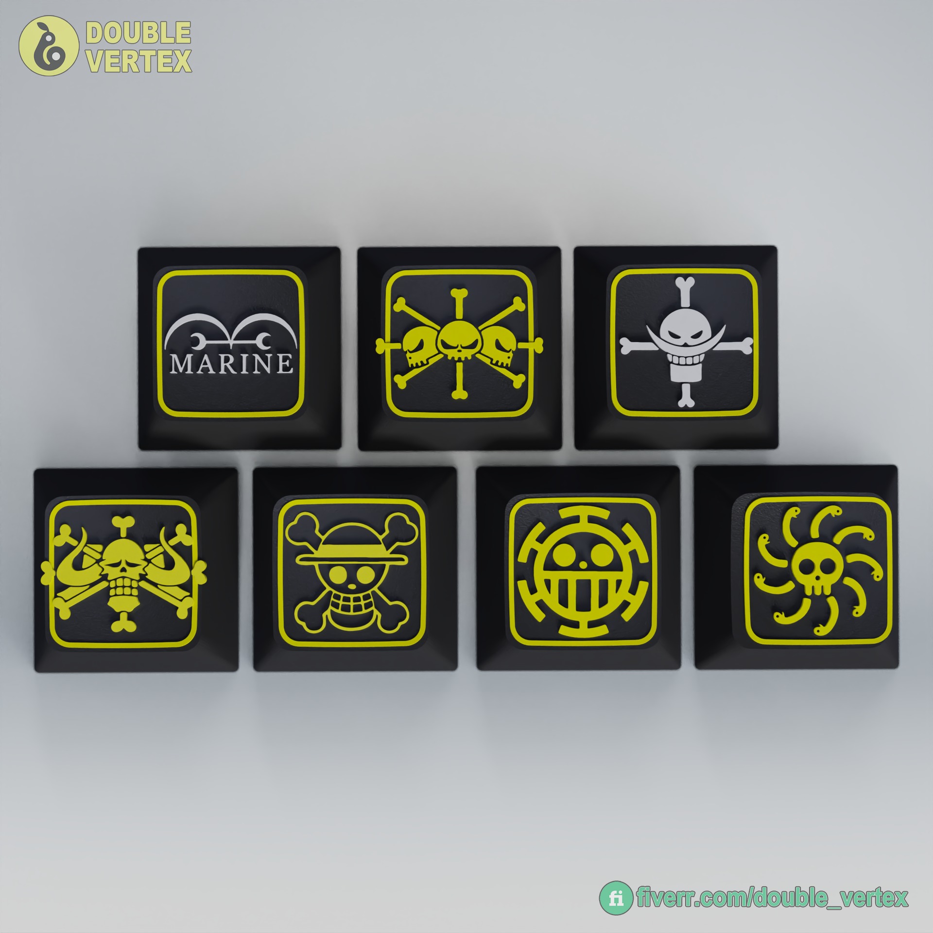 One Piece Pirates Logo Keycaps Pack - XDA or DSA Compatible 3D Model Collection_2