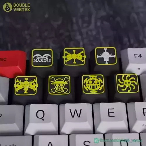 One Piece Pirates Logo Keycaps Pack - XDA or DSA Compatible 3D Model Collection