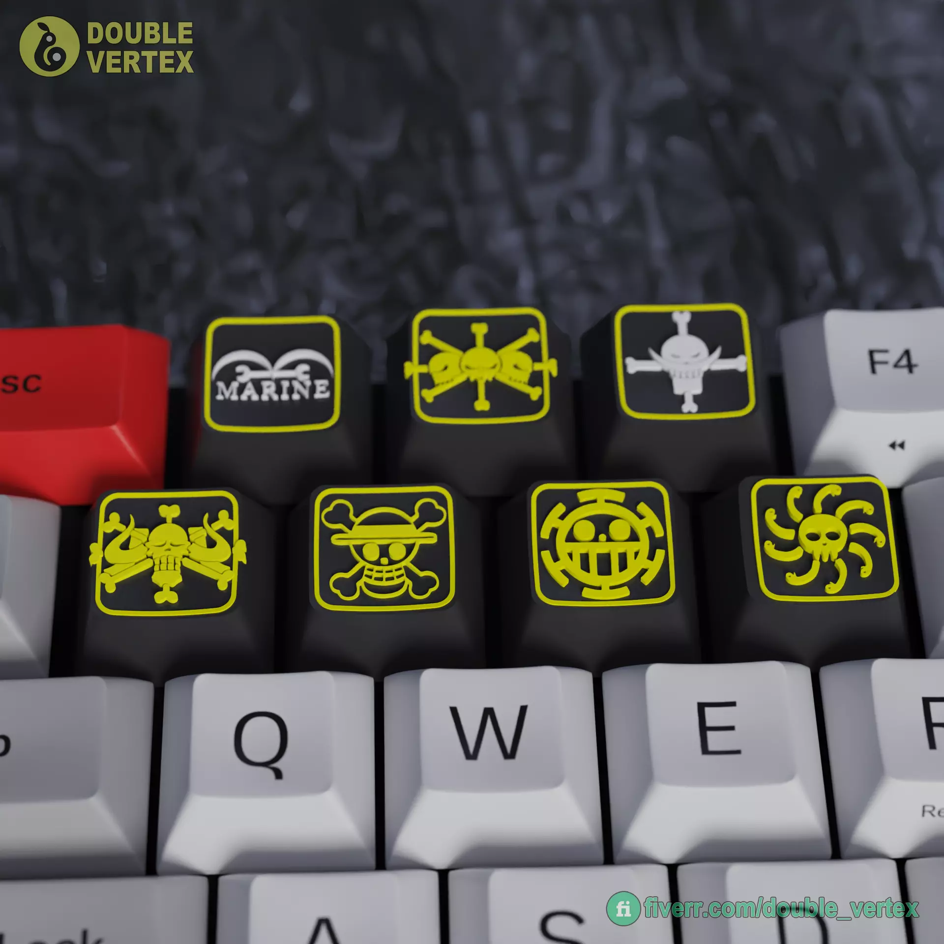One Piece Pirates Logo Keycaps Pack - XDA or DSA Compatible 3D Model Collection_0