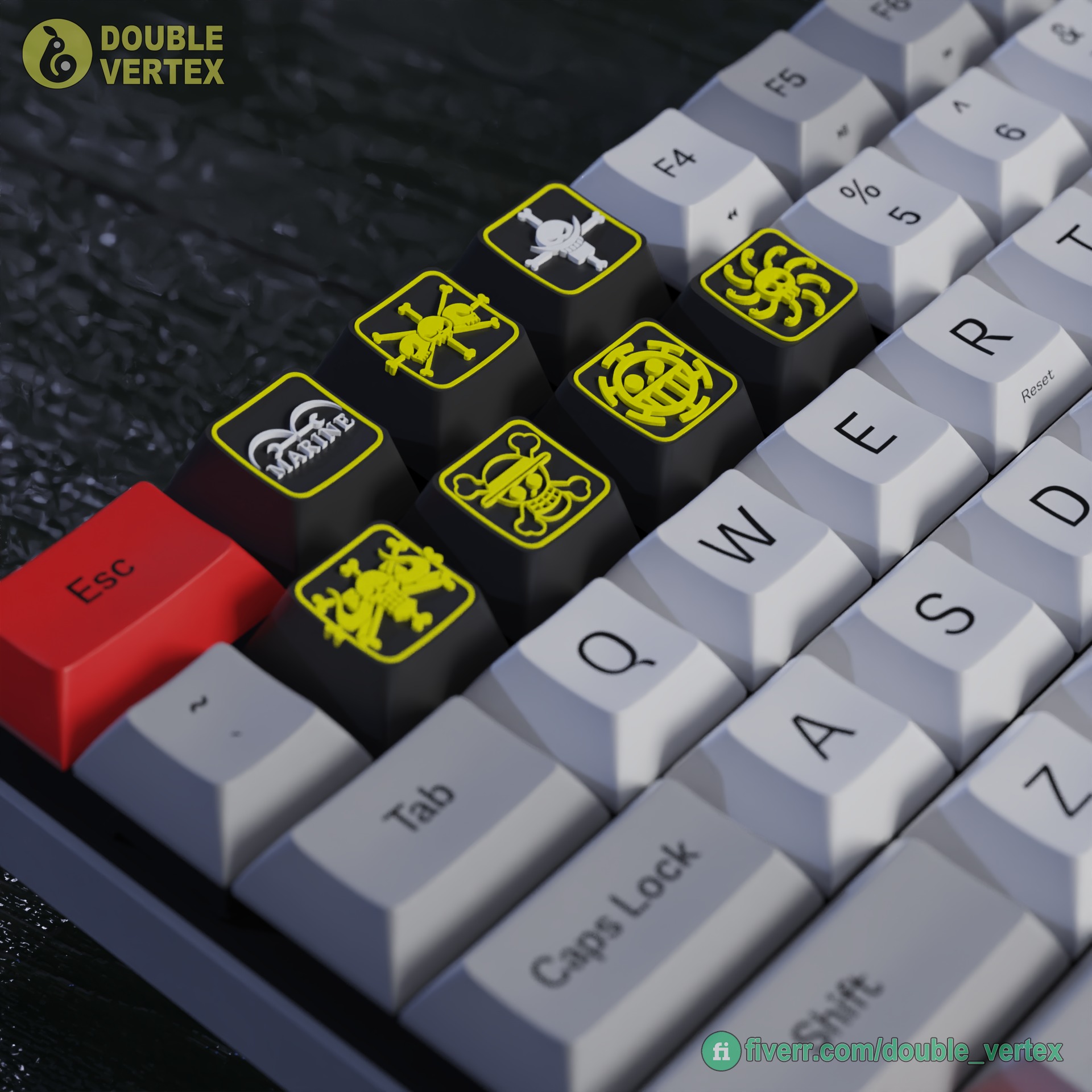 One Piece Pirates Logo Keycaps Pack - XDA or DSA Compatible 3D Model Collection_1