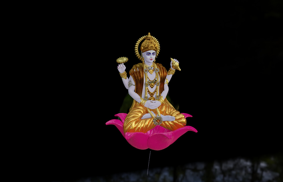 Lord Vishnu Sitting on Lotus 3D print model_2