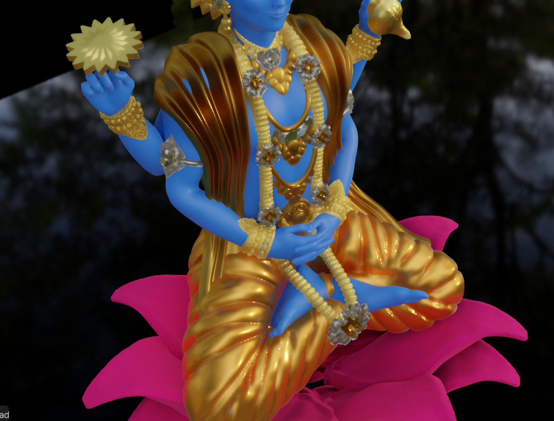 Lord Vishnu Sitting on Lotus 3D print model_6