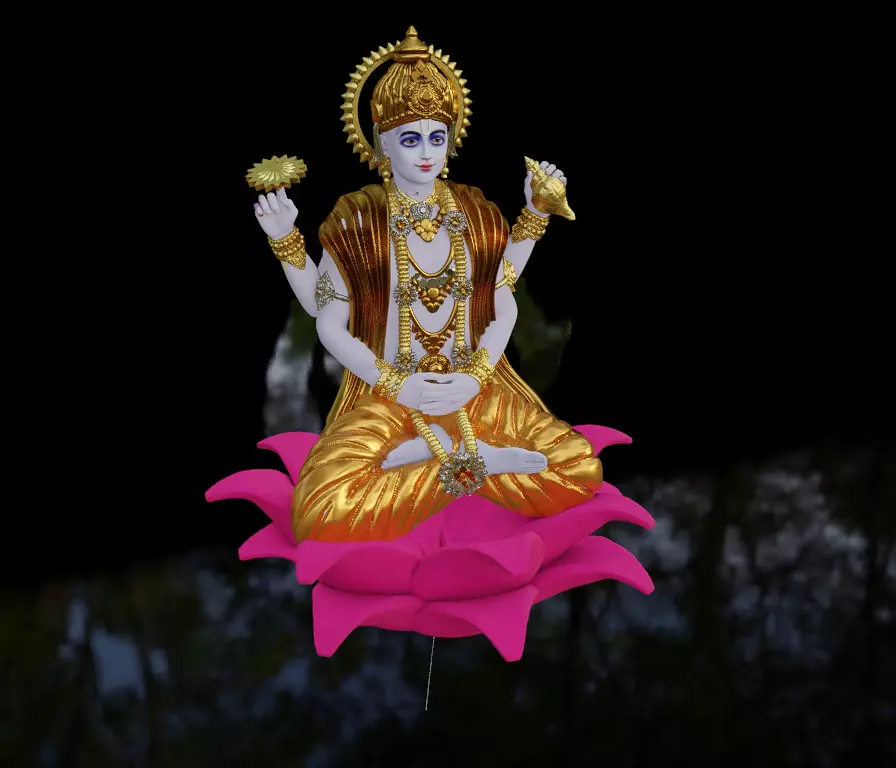 Lord Vishnu Sitting on Lotus 3D print model_0