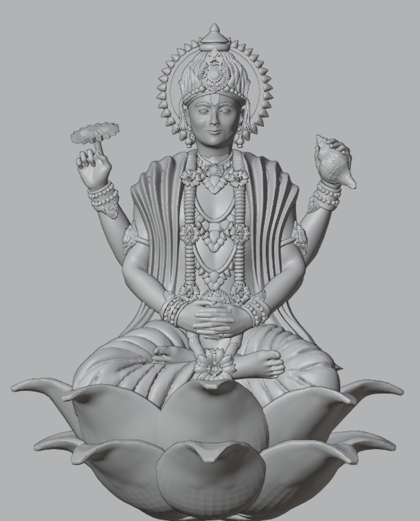 Lord Vishnu Sitting on Lotus 3D print model_4