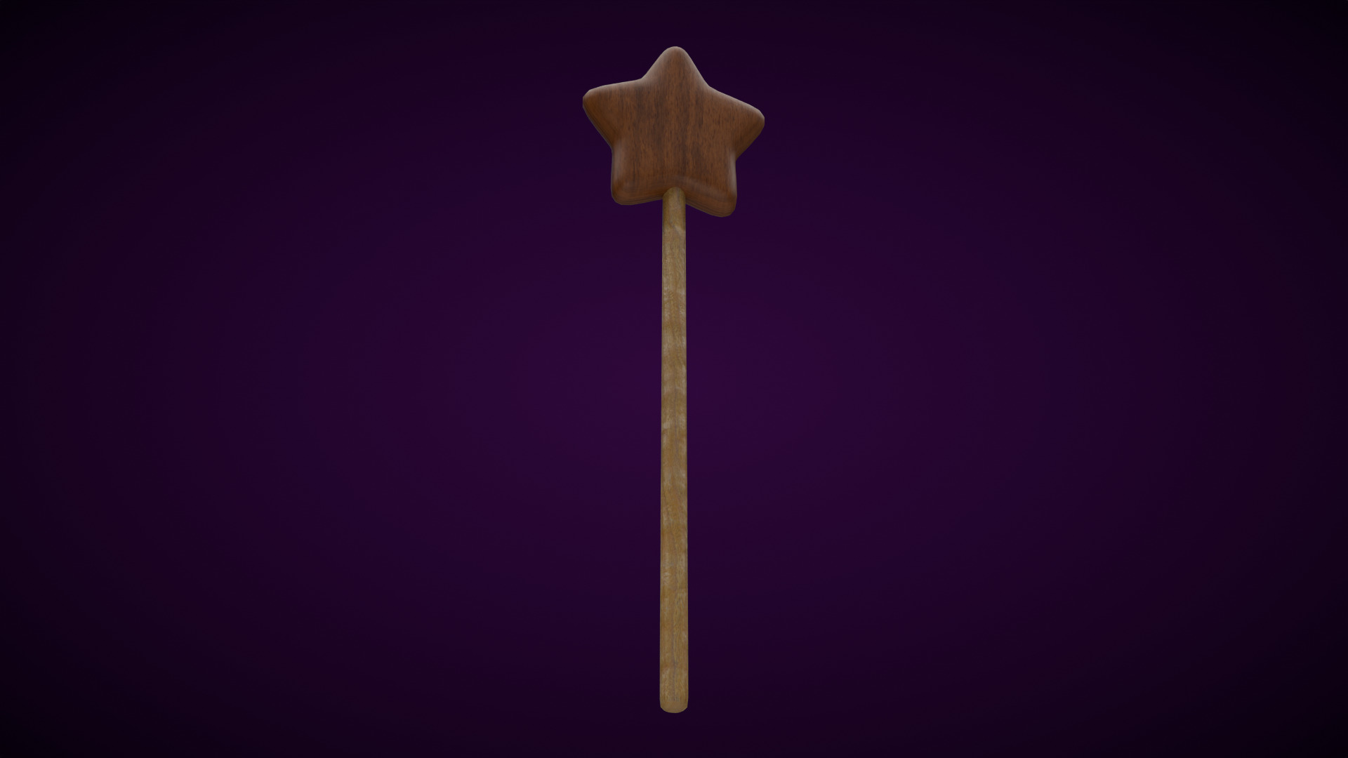 Wooden Star Magic Wand  Low-poly 3D model_9