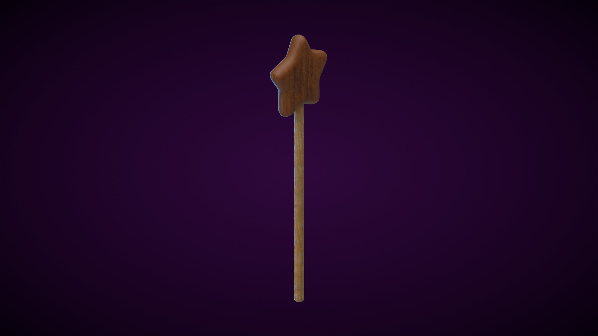 Wooden Star Magic Wand  Low-poly 3D model_3
