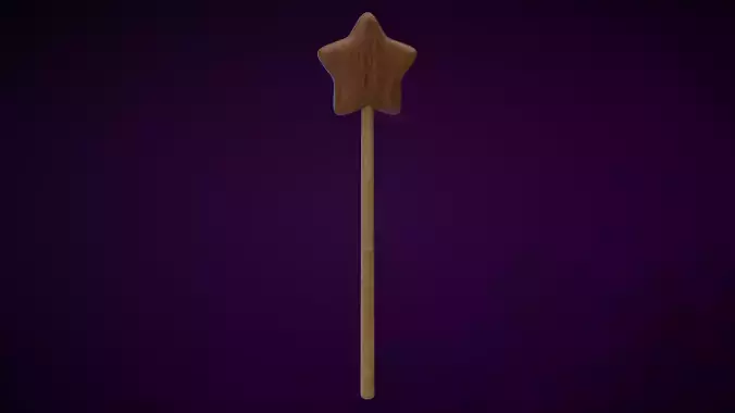 Wooden Star Magic Wand  Low-poly 3D model