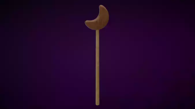 Wooden Moon Magic Wand  Low-poly 3D model