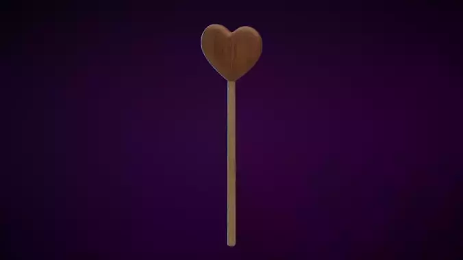 Wooden Heart Magic Wand  Low-poly 3D model